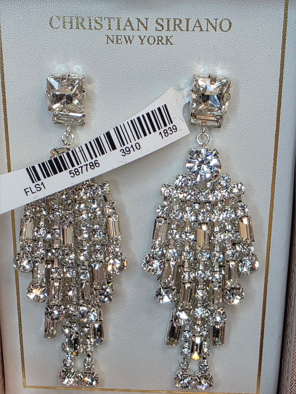 Christian Siriano Earrings Jeweled Crystal Rhinestone Chandelier Statement NIB - Picture 4 of 9